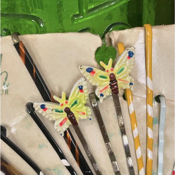 Vintage Bobby Pin Card Hand Painted Ben Hur Brand Korea Tortoiseshell x15 - Picture 3 of 3